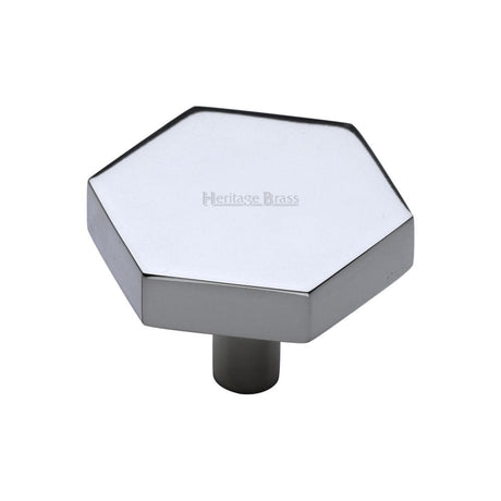 Heritage Brass Cabinet Hardware Polished Chrome / Cabinet Knobs / 38mm Dia. Heritage Brass - Cabinet Knob Hexagon Design 38mm Polished Chrome Finish