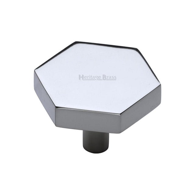 Heritage Brass Cabinet Hardware Polished Chrome / Cabinet Knobs / 38mm Dia. Heritage Brass - Cabinet Knob Hexagon Design 38mm Polished Chrome Finish