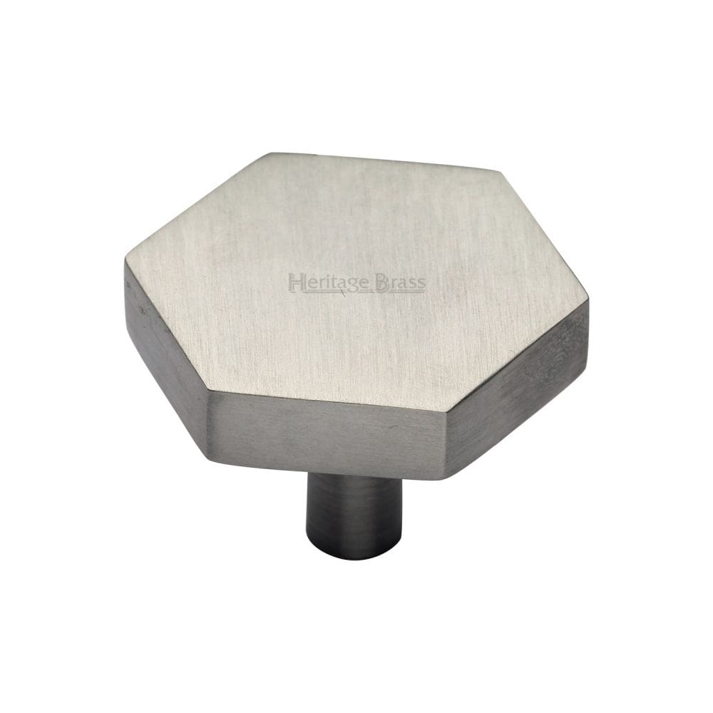 Heritage Brass Cabinet Hardware Satin Nickel / Cabinet Knobs / 38mm Dia. Heritage Brass - Cabinet Knob Hexagon Design 38mm Satin Nickel Finish