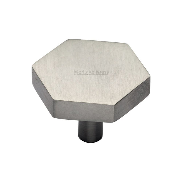 Heritage Brass Cabinet Hardware Satin Nickel / Cabinet Knobs / 38mm Dia. Heritage Brass - Cabinet Knob Hexagon Design 38mm Satin Nickel Finish