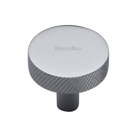 Heritage Brass Cabinet Hardware Polished Chrome / Cabinet Knobs / 32mm Dia. Heritage Brass - Cabinet Knob Knurled Disc Design 32mm Polished Chrome Finish