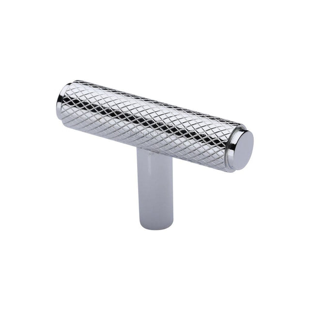 Heritage Brass Cabinet Hardware Polished Chrome / Cabinet T-Pulls / 45mm Dia. Heritage Brass - Cabinet Knob Knurled T-Bar Design 45mm Polished Chrome Finish