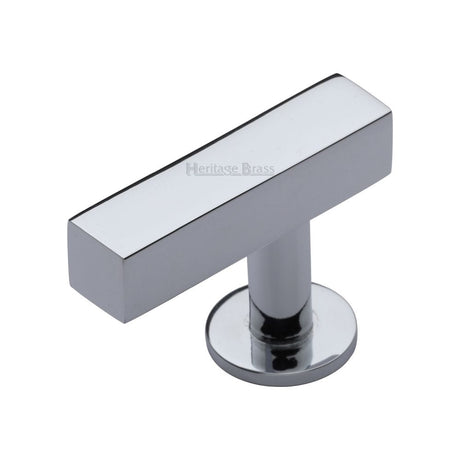 Heritage Brass Cabinet Hardware Polished Chrome / Cabinet Knobs / 41mm Dia. Heritage Brass - Cabinet Knob Offset Square Design 44mm Polished Chrome Finish