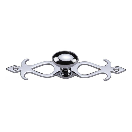 Heritage Brass Cabinet Hardware Polished Chrome / Cabinet Knob on Backplate / 32mm Dia. Heritage Brass - Cabinet Knob Oval/Backplate Design 32mm Polished Chrome Finish