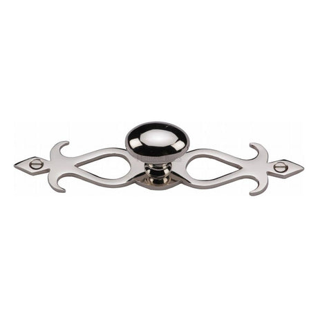 Heritage Brass Cabinet Hardware Polished Nickel / Cabinet Knob on Backplate / 32mm Dia. Heritage Brass - Cabinet Knob Oval/Backplate Design 32mm Polished Nickel Finish