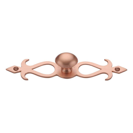 Heritage Brass Cabinet Hardware Satin Rose Gold / Cabinet Knob on Backplate / 32mm Dia. Heritage Brass - Cabinet Knob Oval/Backplate Design 32mm Satin Rose Gold Finish