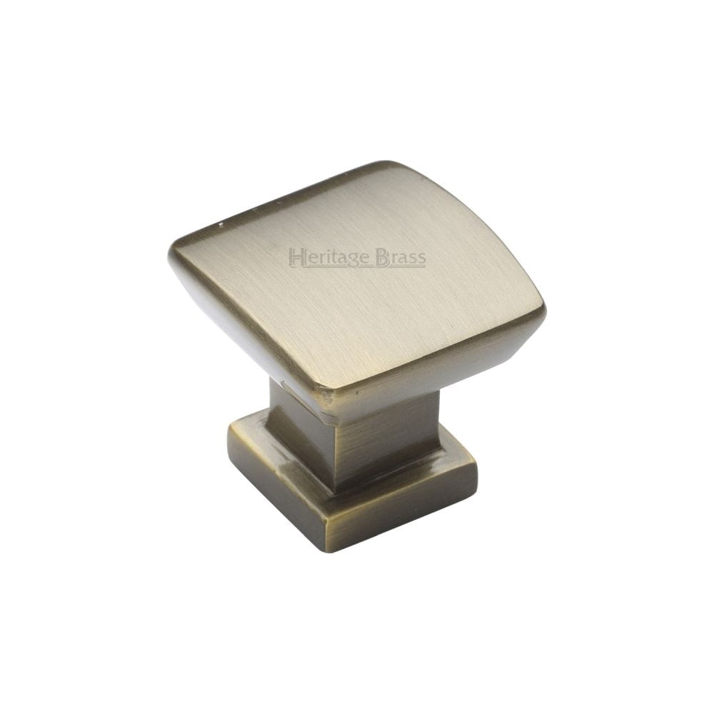 Heritage Brass Cabinet Hardware Antique Brass / Cabinet Knobs / 25mm Dia. Heritage Brass - Cabinet Knob Plinth Square Design with base 25mm Antique Brass Fin