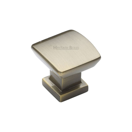 Heritage Brass Cabinet Hardware Antique Brass / Cabinet Knobs / 25mm Dia. Heritage Brass - Cabinet Knob Plinth Square Design with base 25mm Antique Brass Fin