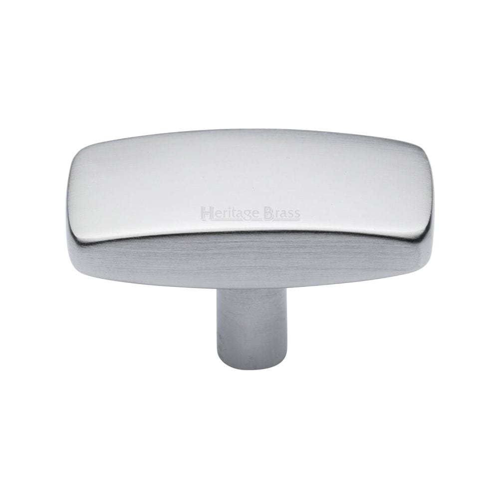 Heritage Brass Cabinet Hardware Satin Chrome / Cabinet Knobs / 47mm Dia. Heritage Brass - Cabinet Knob Rectangular Design 47mm Satin Chrome Finish