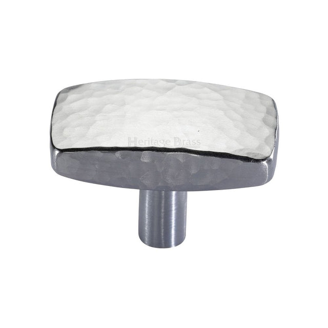 Heritage Brass Cabinet Hardware Satin Chrome / Cabinet Knobs / 41mm Dia. Heritage Brass - Cabinet Knob Rectangular Hammered Design 41mm Satin Chrome Finis