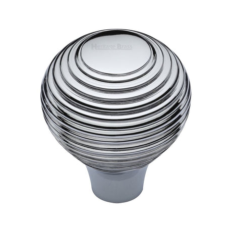 Heritage Brass Cabinet Hardware Polished Chrome / Cabinet Knobs / 32mm Dia. Heritage Brass - Cabinet Knob Reeded Design 32mm Polished Chrome Finish