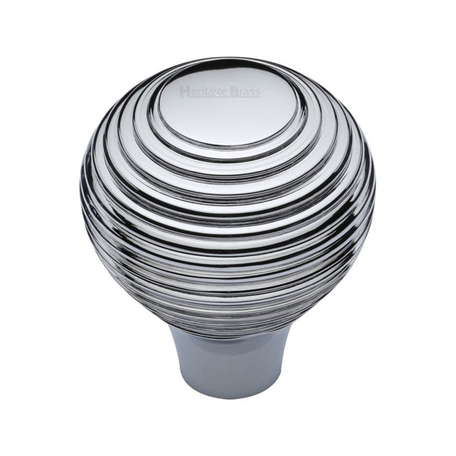 Heritage Brass Cabinet Hardware Polished Chrome / Cabinet Knobs / 32mm Dia. Heritage Brass - Cabinet Knob Reeded Design 32mm Polished Chrome Finish