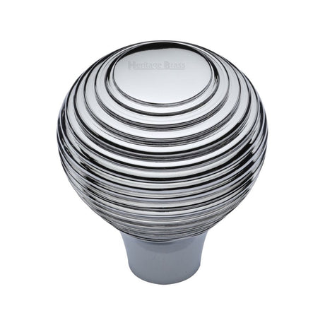 Heritage Brass Cabinet Hardware Polished Chrome / Cabinet Knobs / 38mm Dia. Heritage Brass - Cabinet Knob Reeded Design 38mm Polished Chrome Finish