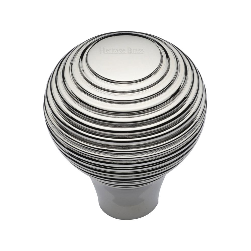 Heritage Brass Cabinet Hardware Polished Nickel / Cabinet Knobs / 38mm Dia. Heritage Brass - Cabinet Knob Reeded Design 38mm Polished Nickel Finish