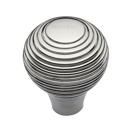 Heritage Brass Cabinet Hardware Polished Nickel / Cabinet Knobs / 38mm Dia. Heritage Brass - Cabinet Knob Reeded Design 38mm Polished Nickel Finish