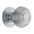Heritage Brass Cabinet Hardware Satin Chrome / Cabinet Knobs / 38mm Dia. Heritage Brass - Cabinet Knob Reeded Design 38mm Satin Chrome Finish