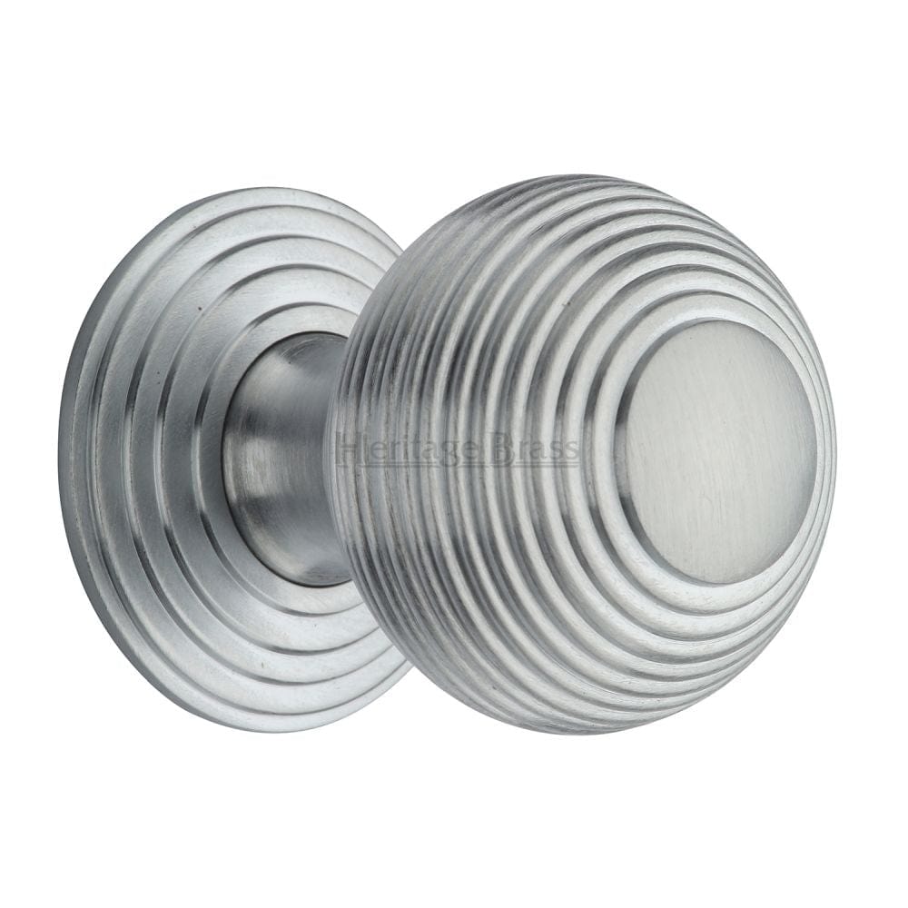Heritage Brass Cabinet Hardware Satin Chrome / Cabinet Knobs / 38mm Dia. Heritage Brass - Cabinet Knob Reeded Design 38mm Satin Chrome Finish