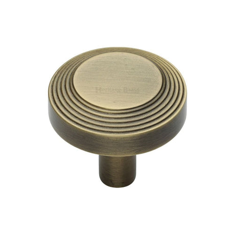 Heritage Brass Cabinet Hardware Antique Brass / Cabinet Knobs / 32mm Dia. Heritage Brass - Cabinet Knob Ridge Design 32mm Antique Brass Finish