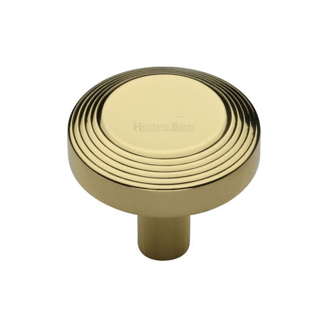 Heritage Brass Cabinet Hardware Polished Brass / Cabinet Knobs / 32mm Dia. Heritage Brass - Cabinet Knob Ridge Design 32mm Polished Brass Finish