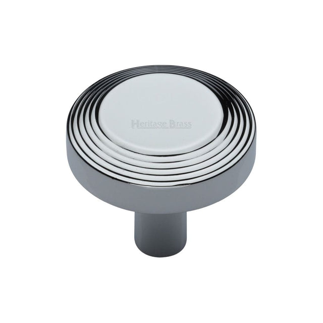 Heritage Brass Cabinet Hardware Polished Chrome / Cabinet Knobs / 32mm Dia. Heritage Brass - Cabinet Knob Ridge Design 32mm Polished Chrome Finish