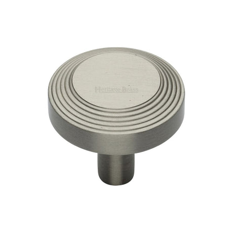 Heritage Brass Cabinet Hardware Satin Nickel / Cabinet Knobs / 32mm Dia. Heritage Brass - Cabinet Knob Ridge Design 32mm Satin Nickel Finish