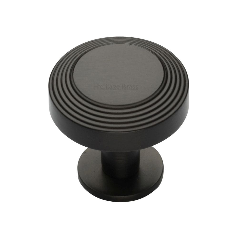 Heritage Brass Cabinet Hardware Matt Bronze / Cabinet Knobs / 32mm Dia. Heritage Brass - Cabinet Knob Ridge Design with Rose 32mm Matt Bronze Finish