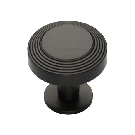Heritage Brass Cabinet Hardware Matt Bronze / Cabinet Knobs / 32mm Dia. Heritage Brass - Cabinet Knob Ridge Design with Rose 32mm Matt Bronze Finish