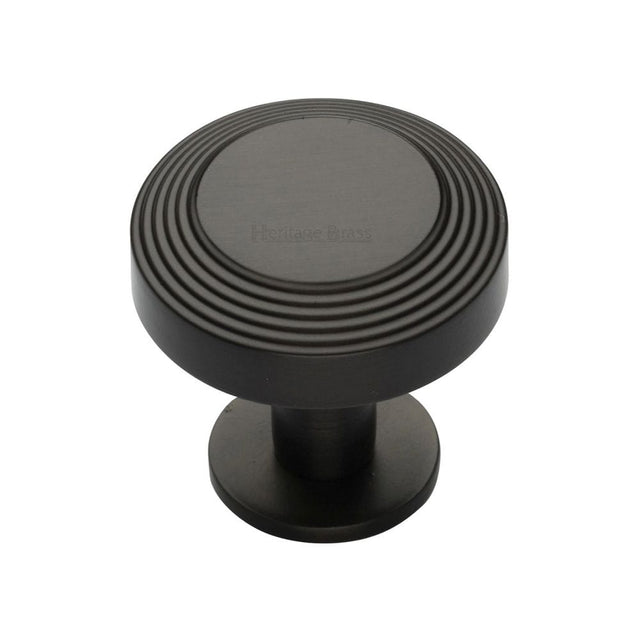Heritage Brass Cabinet Hardware Matt Bronze / Cabinet Knobs / 32mm Dia. Heritage Brass - Cabinet Knob Ridge Design with Rose 32mm Matt Bronze Finish