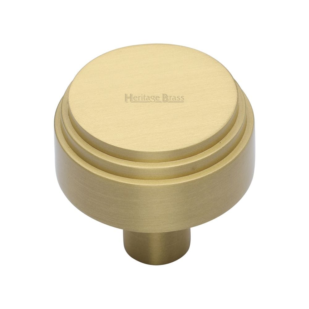 Heritage Brass Cabinet Hardware Satin Brass / Cabinet Knobs / 32mm Dia. Heritage Brass - Cabinet Knob Round Deco Design 32mm Satin Brass Finish