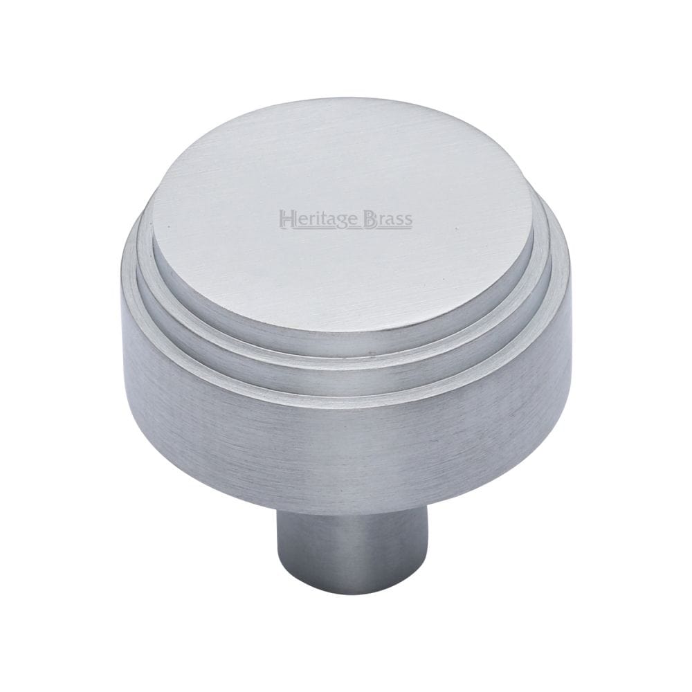 Heritage Brass Cabinet Hardware Satin Chrome / Cabinet Knobs / 32mm Dia. Heritage Brass - Cabinet Knob Round Deco Design 32mm Satin Chrome Finish