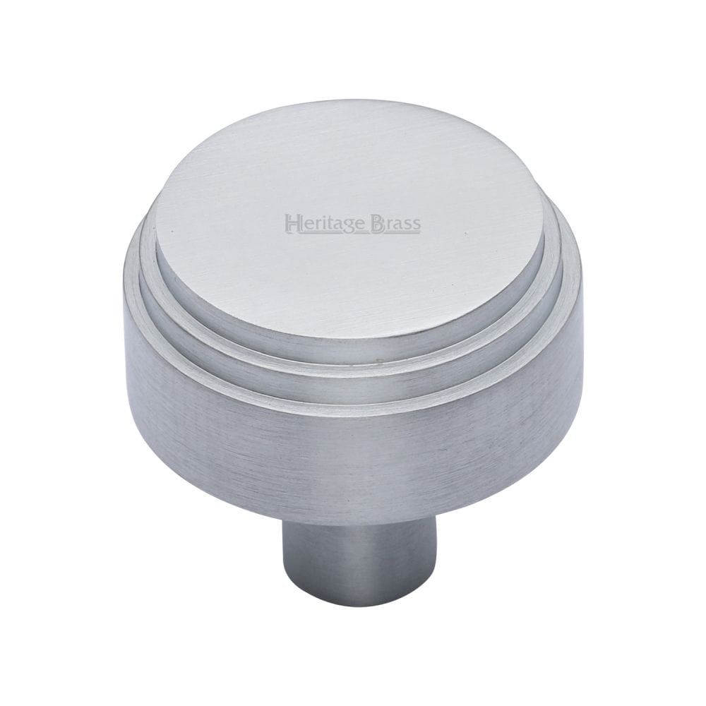 Heritage Brass Cabinet Hardware Satin Chrome / Cabinet Knobs / 38mm Dia. Heritage Brass - Cabinet Knob Round Deco Design 38mm Satin Chrome Finish