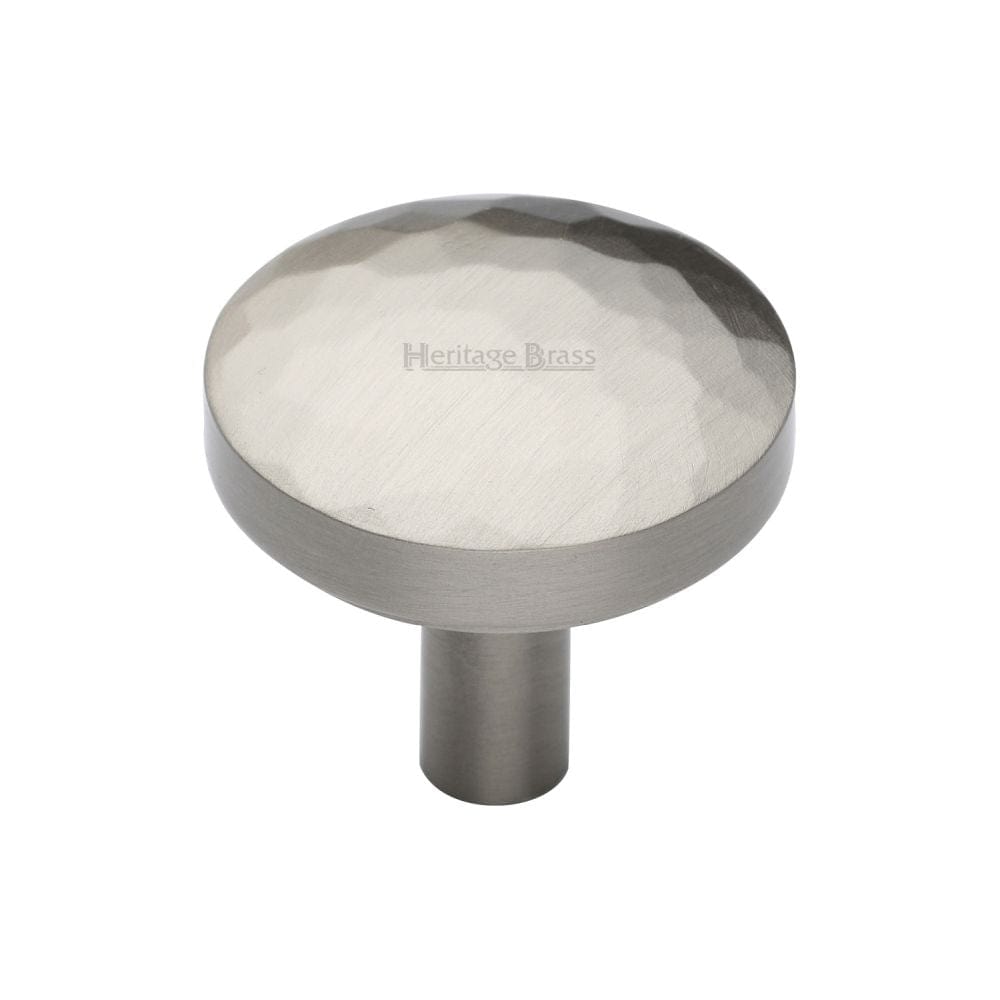 Heritage Brass Cabinet Hardware Satin Nickel / Cabinet Knobs / 32mm Dia. Heritage Brass - Cabinet Knob Round Hammered Design 32mm Satin Nickel Finish