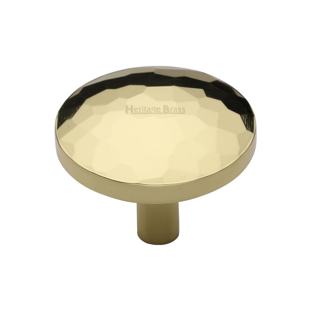 Heritage Brass Cabinet Hardware Polished Brass / Cabinet Knobs / 38mm Dia. Heritage Brass - Cabinet Knob Round Hammered Design 38mm Polished Brass Finish