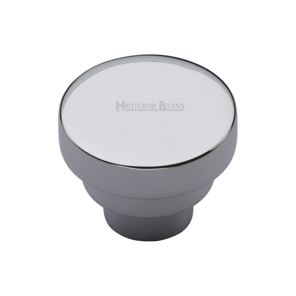 Heritage Brass Cabinet Hardware Polished Chrome / Cabinet Knobs / 32mm Dia. Heritage Brass - Cabinet Knob Round Stepped Design 32mm Polished Chrome Finish