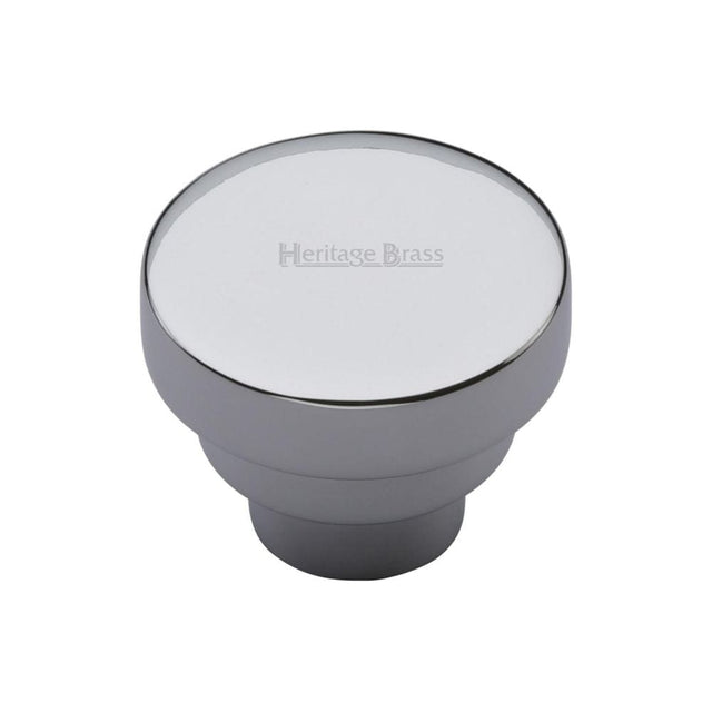 Heritage Brass Cabinet Hardware Polished Chrome / Cabinet Knobs / 32mm Dia. Heritage Brass - Cabinet Knob Round Stepped Design 32mm Polished Chrome Finish