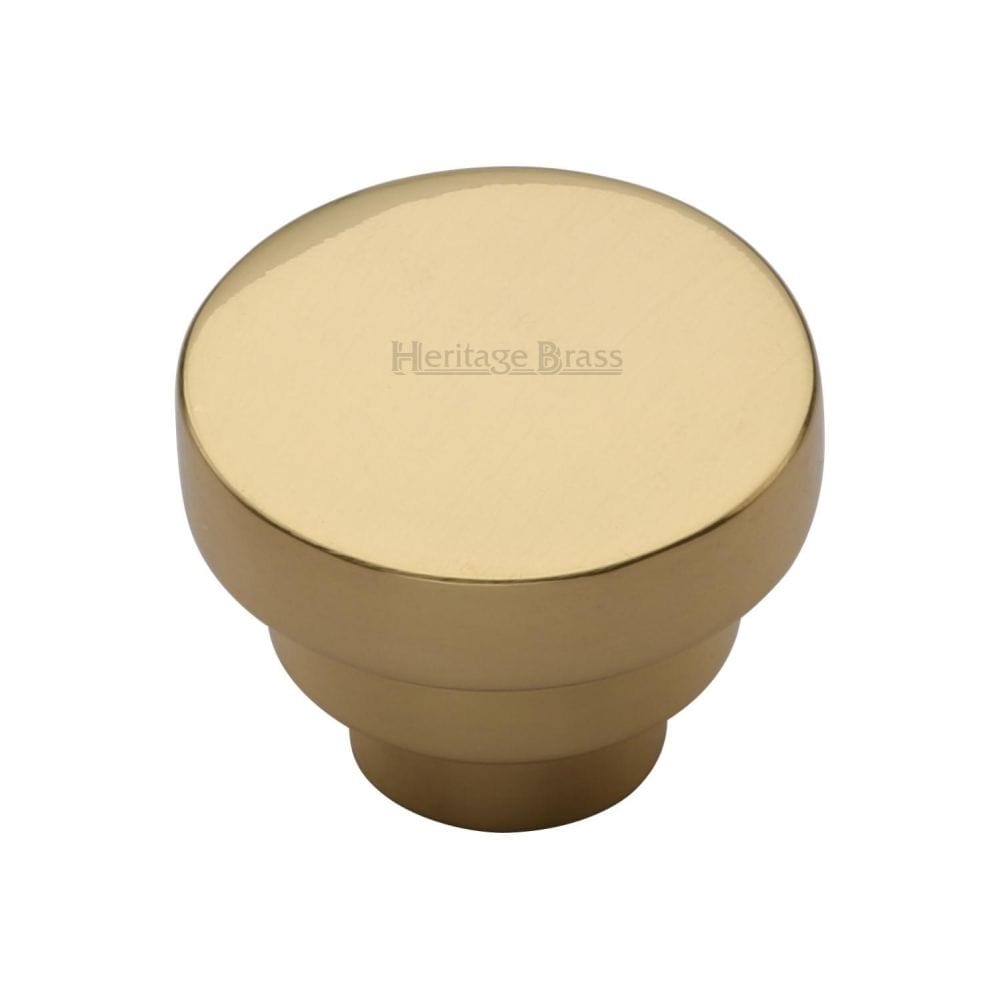 Heritage Brass Cabinet Hardware Polished Brass / Cabinet Knobs / 38mm Dia. Heritage Brass - Cabinet Knob Round Stepped Design 38mm Polished Brass Finish