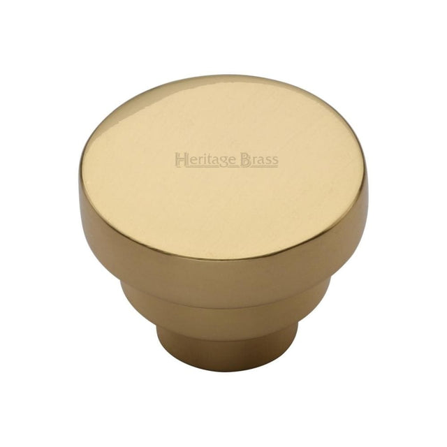 Heritage Brass Cabinet Hardware Polished Brass / Cabinet Knobs / 38mm Dia. Heritage Brass - Cabinet Knob Round Stepped Design 38mm Polished Brass Finish