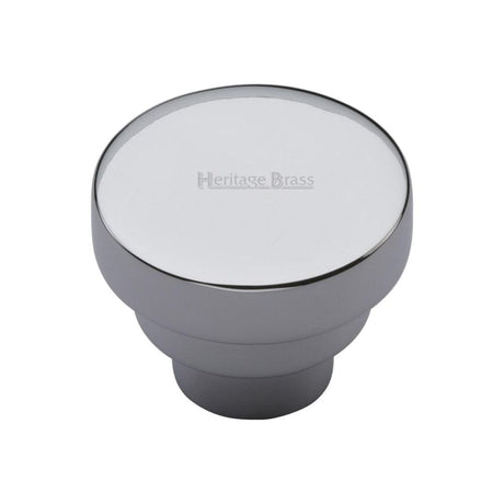 Heritage Brass Cabinet Hardware Polished Chrome / Cabinet Knobs / 38mm Dia. Heritage Brass - Cabinet Knob Round Stepped Design 38mm Polished Chrome Finish