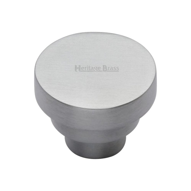 Heritage Brass Cabinet Hardware Satin Chrome / Cabinet Knobs / 38mm Dia. Heritage Brass - Cabinet Knob Round Stepped Design 38mm Satin Chrome Finish