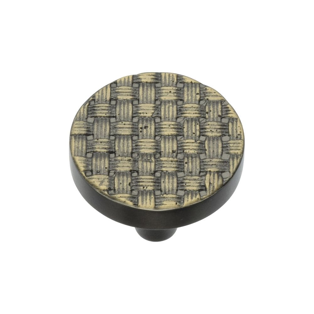 Heritage Brass Cabinet Hardware Aged Brass / Cabinet Knobs / 32mm Dia. Heritage Brass - Cabinet Knob Round Weave Design 32mm Aged Brass Finish