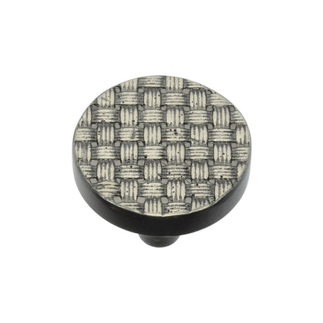 Heritage Brass Cabinet Hardware Aged Nickel / Cabinet Knobs / 32mm Dia. Heritage Brass - Cabinet Knob Round Weave Design 32mm Aged Nickel Finish