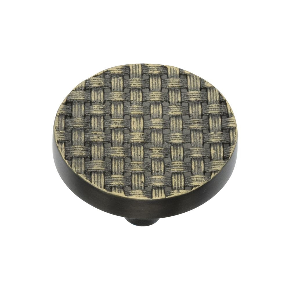 Heritage Brass Cabinet Hardware Aged Brass / Cabinet Knobs / 38mm Dia. Heritage Brass - Cabinet Knob Round Weave Design 38mm Aged Brass Finish