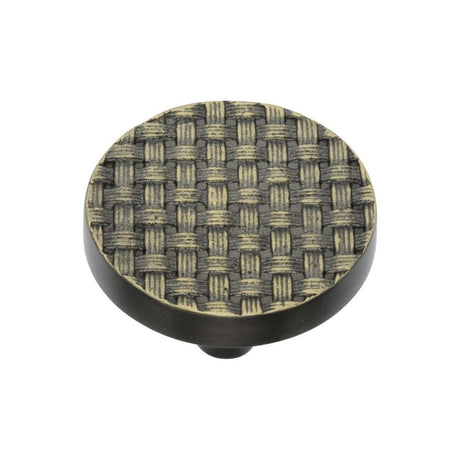 Heritage Brass Cabinet Hardware Aged Brass / Cabinet Knobs / 38mm Dia. Heritage Brass - Cabinet Knob Round Weave Design 38mm Aged Brass Finish