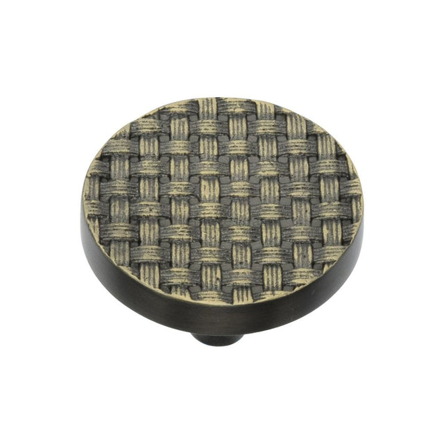 Heritage Brass Cabinet Hardware Aged Brass / Cabinet Knobs / 38mm Dia. Heritage Brass - Cabinet Knob Round Weave Design 38mm Aged Brass Finish