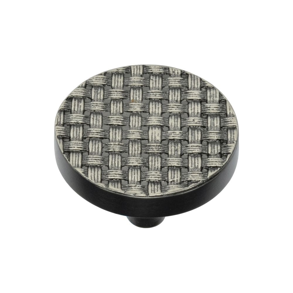 Heritage Brass Cabinet Hardware Aged Nickel / Cabinet Knobs / 38mm Dia. Heritage Brass - Cabinet Knob Round Weave Design 38mm Aged Nickel Finish