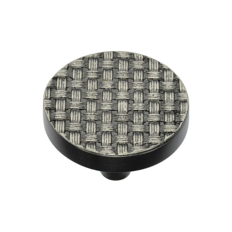 Heritage Brass Cabinet Hardware Aged Nickel / Cabinet Knobs / 38mm Dia. Heritage Brass - Cabinet Knob Round Weave Design 38mm Aged Nickel Finish
