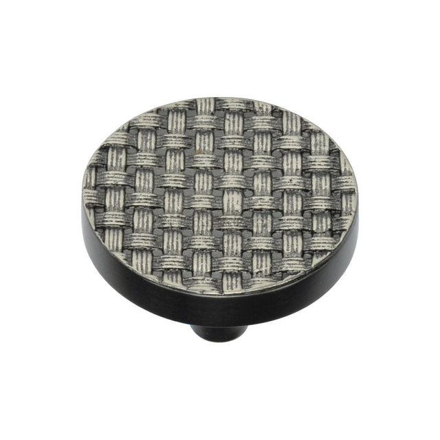 Heritage Brass Cabinet Hardware Aged Nickel / Cabinet Knobs / 38mm Dia. Heritage Brass - Cabinet Knob Round Weave Design 38mm Aged Nickel Finish