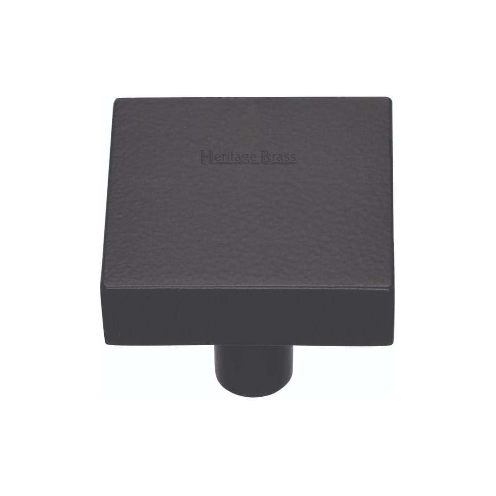 Heritage Brass Cabinet Hardware Matt Black / Cabinet Knobs / 32mm Dia. Heritage Brass - Cabinet Knob Square Design 32mm Matt Black Finish