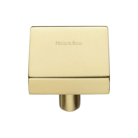 Heritage Brass Cabinet Hardware Polished Brass / Cabinet Knobs / 32mm Dia. Heritage Brass - Cabinet Knob Square Design 32mm Polished Brass Finish