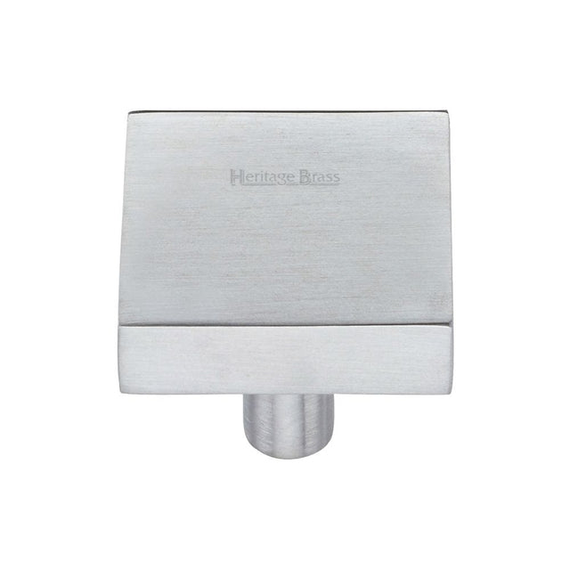 Heritage Brass Cabinet Hardware Satin Chrome / Cabinet Knobs / 32mm Dia. Heritage Brass - Cabinet Knob Square Design 32mm Satin Chrome Finish
